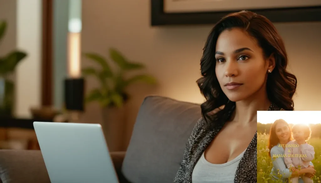 Planes de ahorro para madres solteras efectivos: La imagen debe mostrar a una joven segura de ascendencia latinoamericana a mediados de los 30 años
