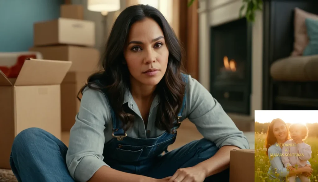 Presupuesto mensual para madre soltera en situacion economica restringida: "La imagen debería mostrarse: una mujer indígena de mediana edad con cabello largo y oscuro y overoles de mezclilla usados ​​se sienta en el piso de una modesta sala de estar con un sofá desgastado detrás de ella