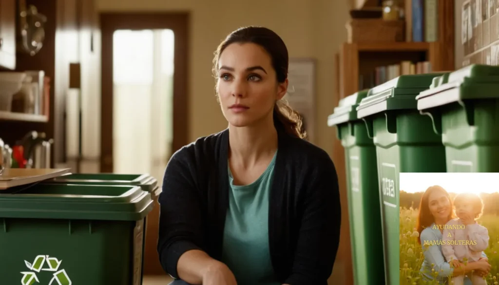 Reciclaje responsable para hogares solteros: La imagen debe mostrar un residente en solitario en la puerta de su pequeño apartamento
