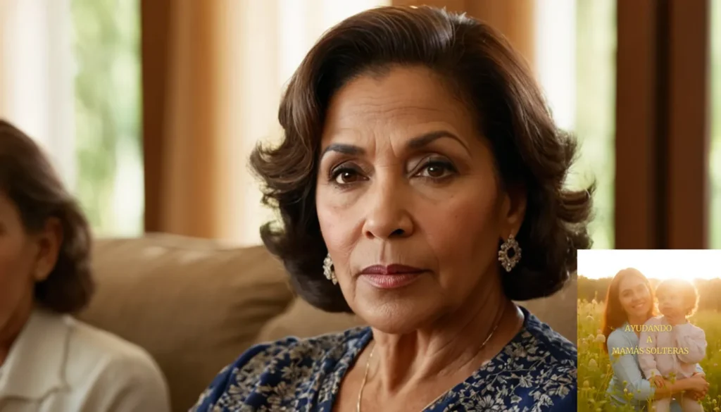 Recurso financiero para mamás solas: La imagen debe mostrar una fotografía cálida y acogedora de una mujer latina mayor de unos 50 años