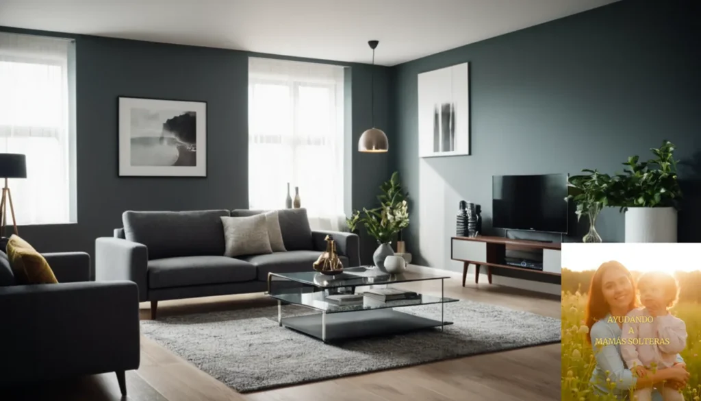 Reducir gastos en productos de limpieza casas pequeñas: "La imagen debería mostrarse: una sala de estar moderna y minimalista en un pequeño apartamento