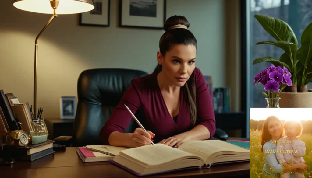 Rutinas para madres solteras que ahorran tiempo y dinero: "La imagen debe mostrar una configuración cálida y acogedora de la oficina en casa de una madre de aspecto determinado de unos 30 años