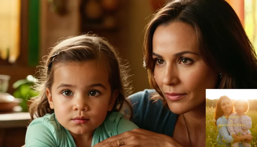 Salario sostenible para madres solteras: La imagen debe mostrar un retrato cálido e íntimo de una madre soltera de unos treinta años