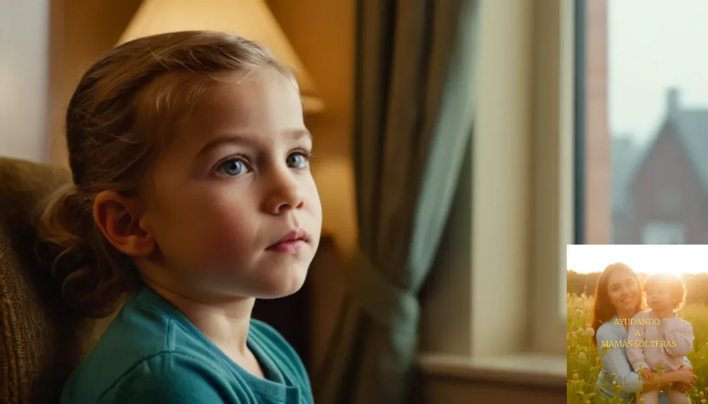 Subvenciones para hogares monoparentales en España: La imagen debe mostrarse: una fotografía de tonos cálidos de una madre soltera sentada en un sillón desgastado