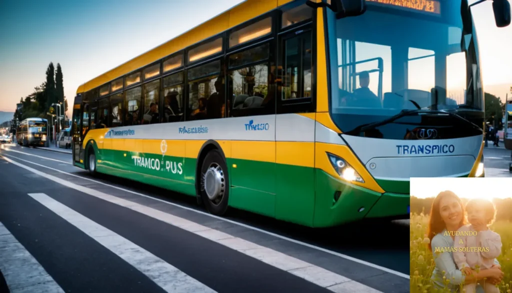 Transporte público accesible: "La imagen debe mostrar una concurrida calle de la ciudad con un moderno sistema de tranvía en el fondo