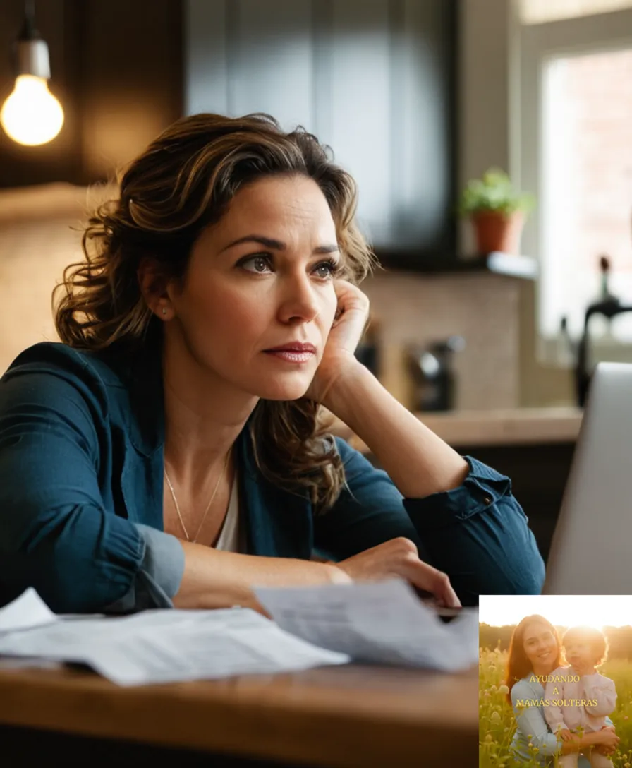 The image should show: A close-up shot of a frazzled-looking person ( likely in their 30s) sitting at a cluttered kitchen table, surrounded by crumpled receipts, bills, and bank statements, while gazing down at the screen of their laptop, upon which is displayed an online budgeting spreadsheet.