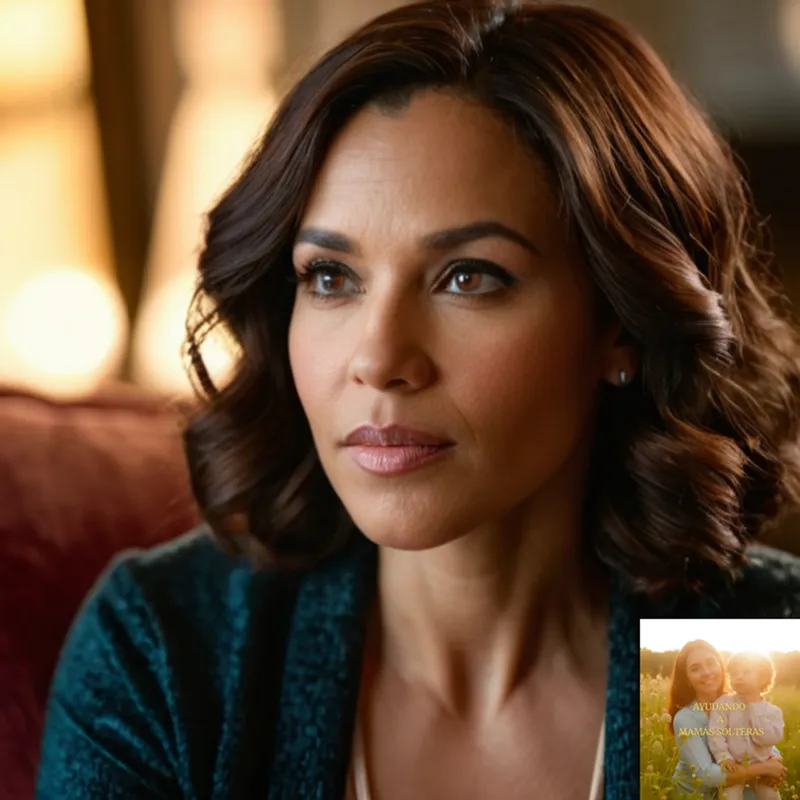 The image should show a warm and inviting scene of a single mother in her mid-30s, sitting comfortably on a worn velvet couch in a modest living room, surrounded by family photos and DIY crafts, with a laptop open in front of her, accessing online resources for support as a marginalized community.