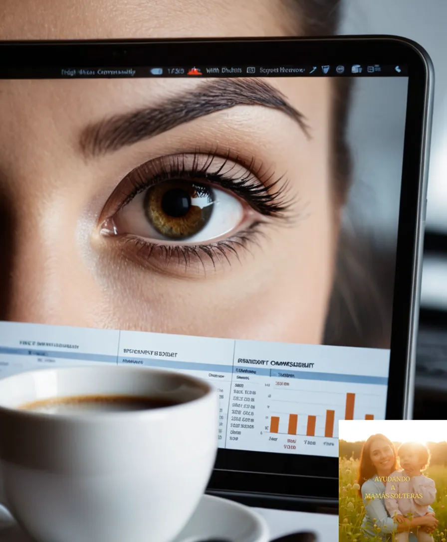 The image should show: A sleek and modern desktop computer monitor displaying a user-friendly financial management spreadsheet on a white backdrop, with a cup of coffee and a notepad nearby, while a smartphone with the app open shows a graph displaying a downward trend in expenses.