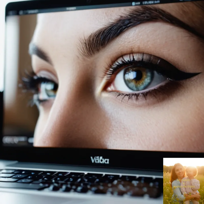 The image should show: A computer screen displaying a budgeting app's interface on a sleek, modern laptop, set against a tidy desk with bills, receipts, and calculators scattered subtly around it, illuminated by soft natural light reflecting off the room's minimalist decor.