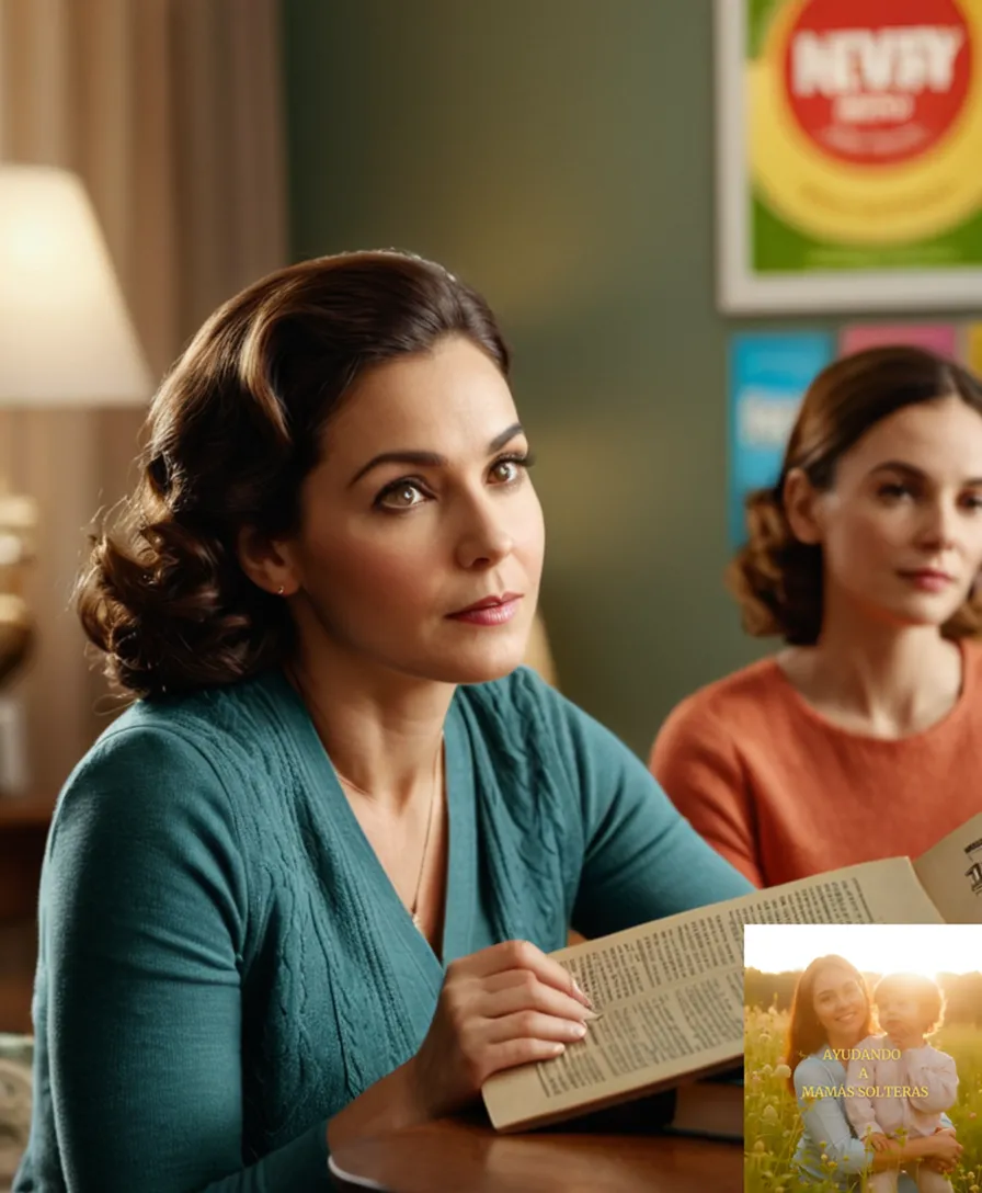 The image should show: A warm and inviting domestic scene of a single-parent family in their small yet tidy living room, with a young child sitting on the floor among household items while a parent, probably late 30s or early 40s and likely female, stands behind them, surrounded by colorful educational posters and books related to savings strategies.