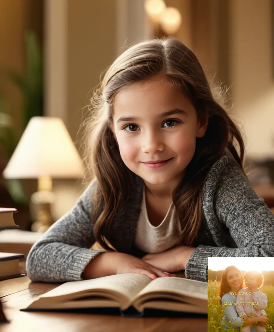 The image should show a warm and inviting living room scene with a young mother sitting at a table, surrounded by budgeting books, calculators, and notes, while her two smiling children play together on the floor nearby, creating a sense of stability and togetherness.