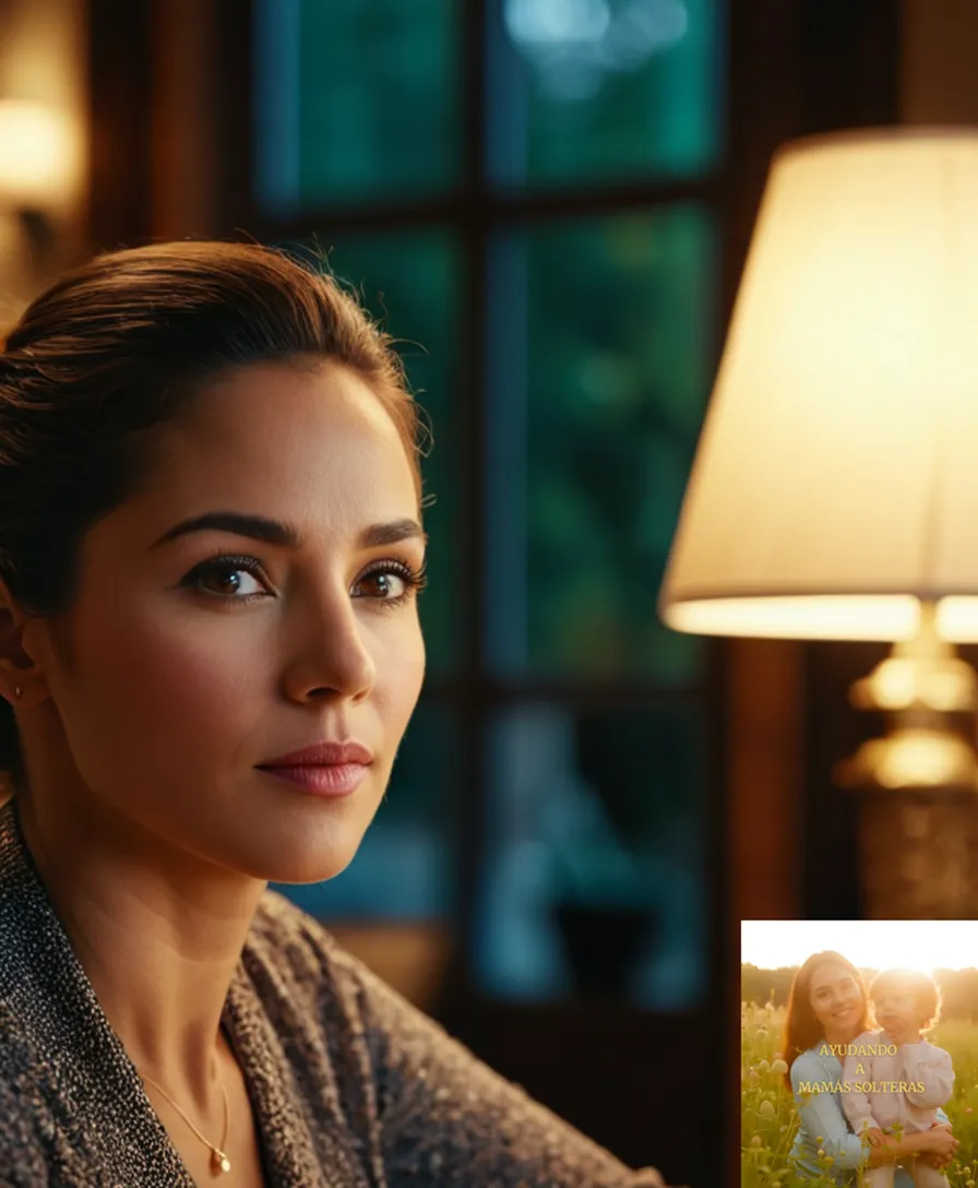 The image should show: A computer screen displaying a digital table filled with columns for income and expenses, set against a warm and calming background of a sunlit home office with a single mother's personal touches, such as family photos and child artwork, in the foreground.